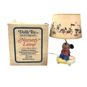 Vintage Dolly Toy Mickey Mouse No. 553 Nursery Lamp/Nightlight With Box & Shade
